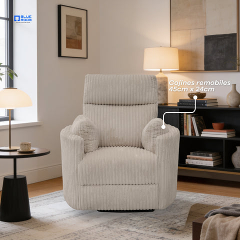 Sillón Reclinable Giratorio con Mecedora Eléctrico Vanni - Tela Café