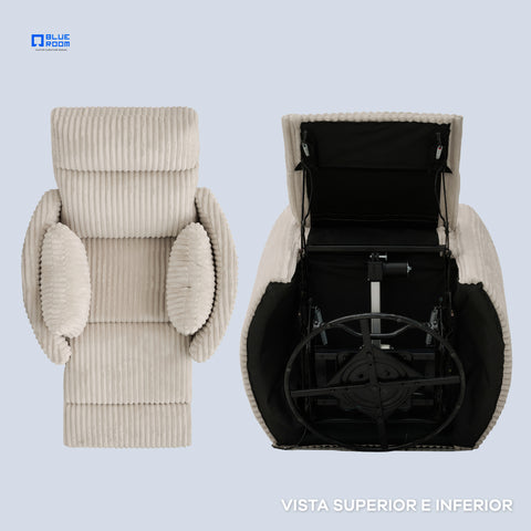 Sillón Reclinable Giratorio con Mecedora Eléctrico Vanni - Tela Café