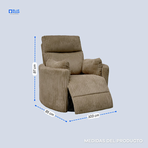 Sillón Reclinable Giratorio con Mecedora Eléctrico Vanni - Tela Café