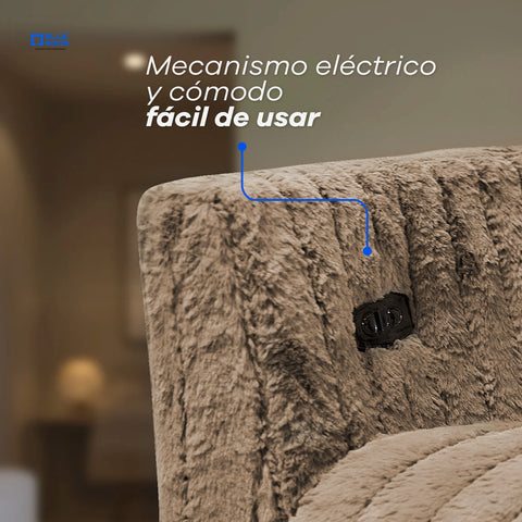 Sillón Reclinable Giratorio con Mecedora Eléctrico Vanni - Tela Café
