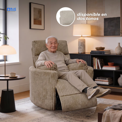 Sillón Reclinable Giratorio con Mecedora Eléctrico Vanni - Tela Café