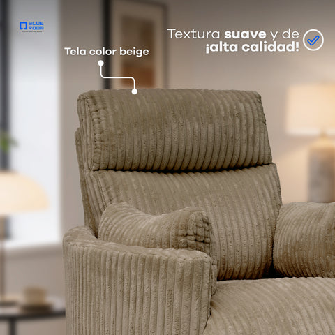 Sillón Reclinable Giratorio con Mecedora Eléctrico Vanni - Tela Café