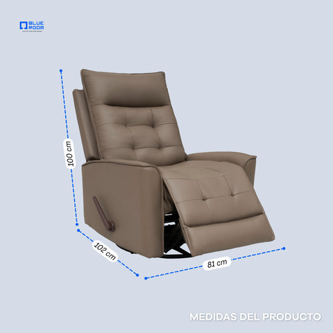 Sillón Reclinable Giratorio con Mecedora Renzo - Tacto Piel Beige