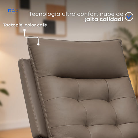 Sillón Reclinable Giratorio con Mecedora Renzo - Tacto Piel Beige