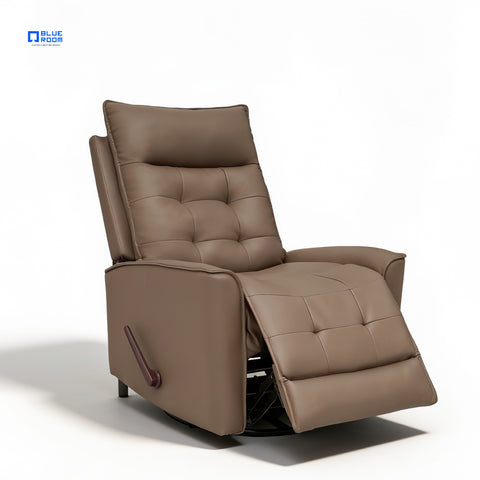 Sillón Reclinable Giratorio con Mecedora Renzo - Tacto Piel Beige