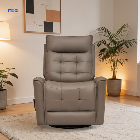 Sillón Reclinable Giratorio con Mecedora Renzo - Tacto Piel Beige