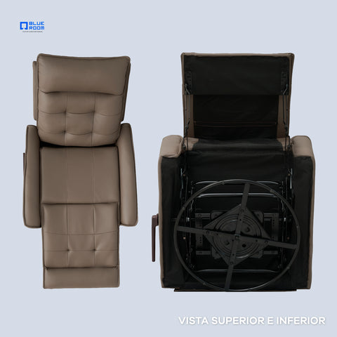 Sillón Reclinable Giratorio con Mecedora Renzo - Tacto Piel Beige