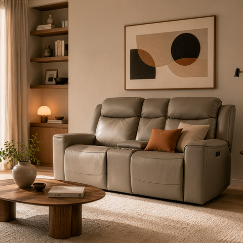 Love Seat Reclinable Coral - Tactopiel Beige