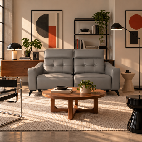 Love Seat Reclinable Eléctrico Menotti - Piel Gris