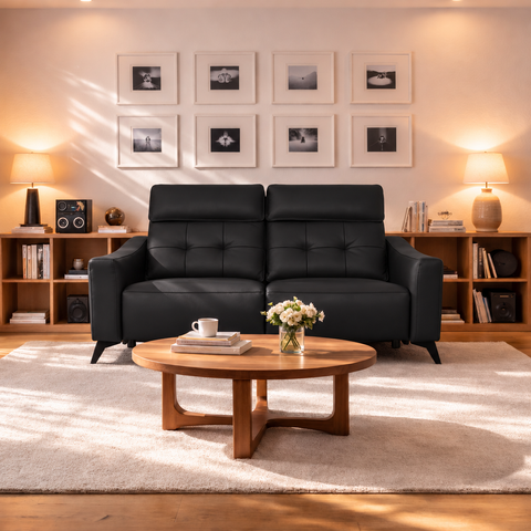 Love Seat Reclinable Eléctrico Menotti - Piel Negra