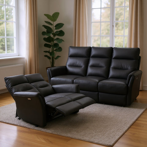 Sala Lugano - Sofa y Love Seat - Piel Negra
