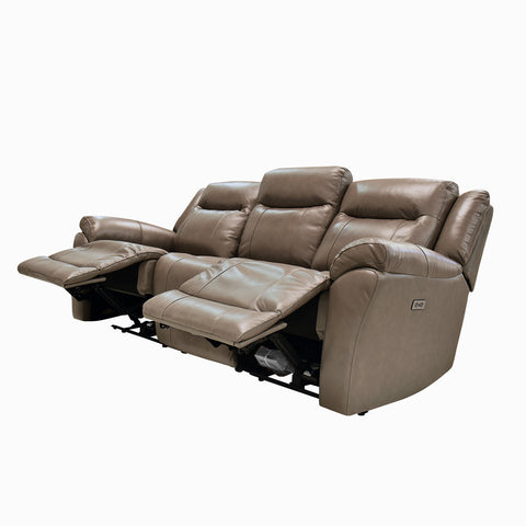 Sala Madrid Reclinable - Sofa - Love Seat C/Consola - Piel Gris Oscuro