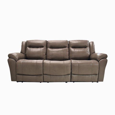 Sala Madrid Reclinable - Sofa - Love Seat C/Consola - Piel Gris Oscuro
