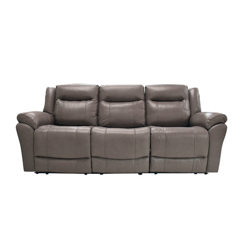 Sala Madrid Reclinable - Sofa - Love Seat C/Consola - Piel Gris Oscuro