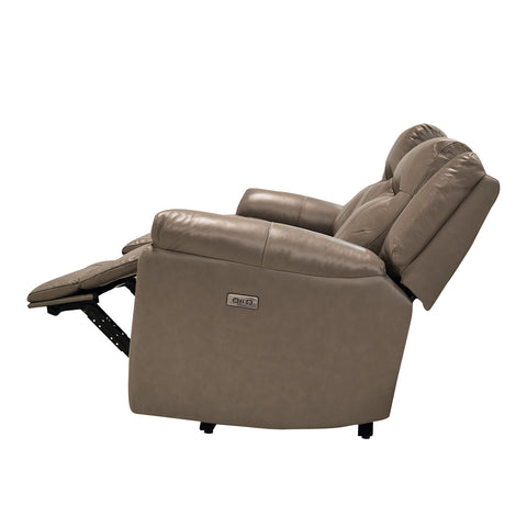 Sala Madrid Reclinable - Sofa - Love Seat C/Consola - Piel Gris Oscuro