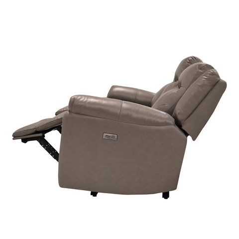 Sala Madrid Reclinable - Sofa - Love Seat C/Consola - Piel Gris Oscuro