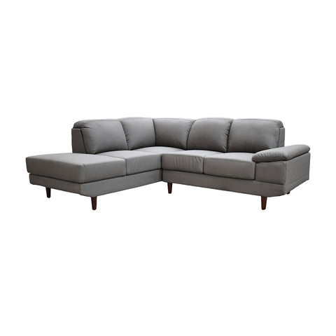 Sala Esquinera Ness - Chaise Izq - Tacto Piel Gris