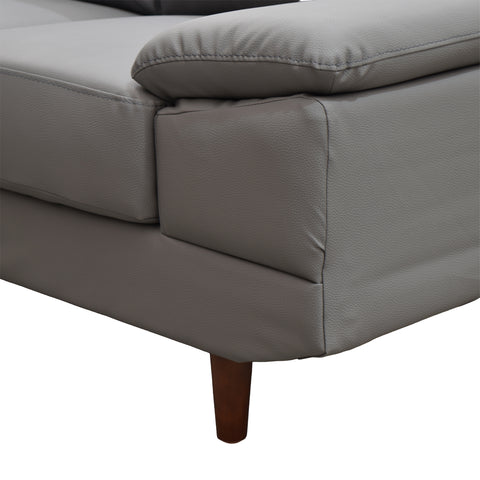 Sala Esquinera Ness - Chaise Izq - Tacto Piel Gris