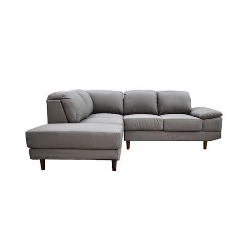 Sala Esquinera Ness - Chaise Izq - Tacto Piel Gris