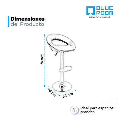 Banco Oval Para Barra - Vinipiel Negro