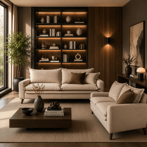 Sala Milos Sofa y Love Seat - Enora Cream