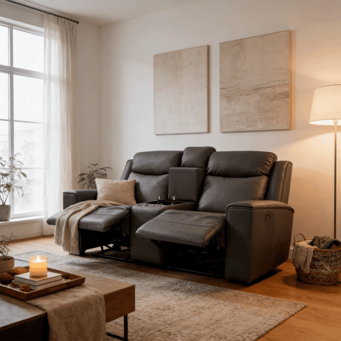 Love Seat Reclinable Coral - Tactopiel Gris