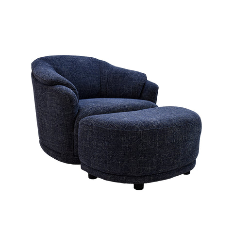 Sillón Giratorio Savoy con Taburete - Gris