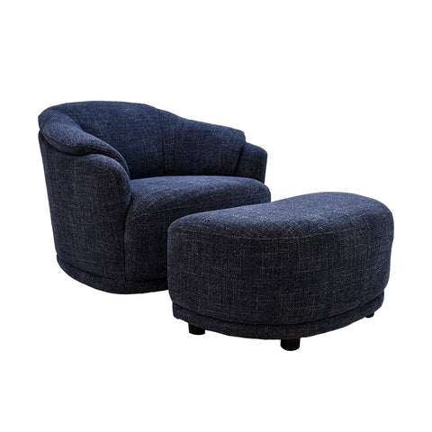 Sillón Giratorio Savoy con Taburete - Gris
