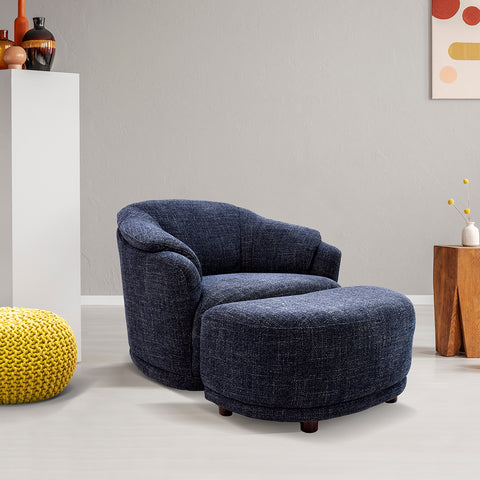 Sillón Giratorio Savoy con Taburete - Gris