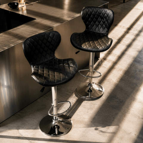 Set de 2 Bancos Altos Curve Para Barra - Tactopiel Negro