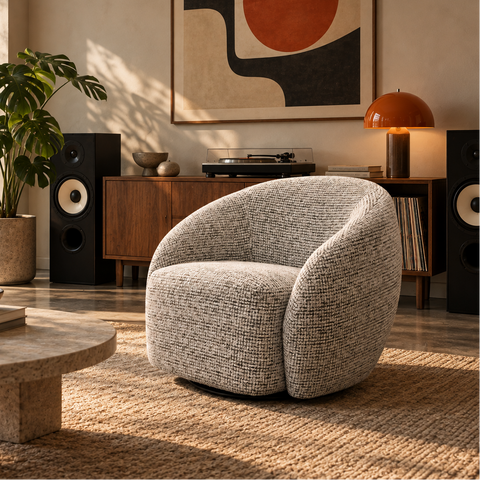 Sillón Giratorio Vika - Tela Blanco