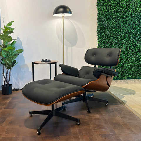 Sillon Eames con Ottoman - Tacto Piel Negro