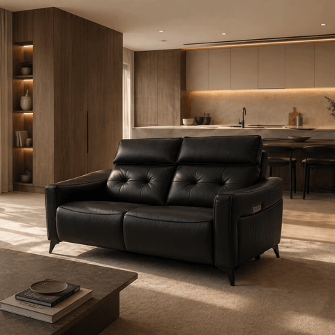 Sofa  Reclinable y Eléctrico Menotti - Piel Negro
