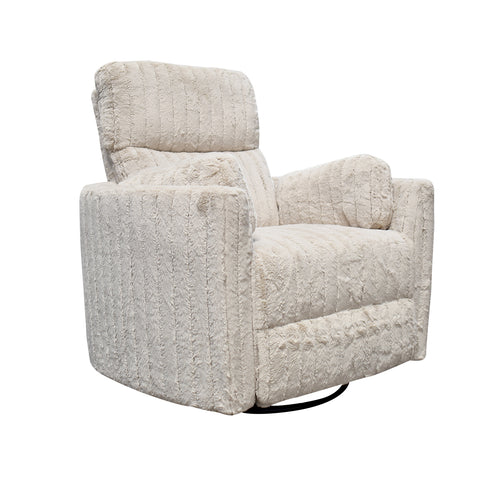 Sillón Reclinable Mecedora Giratorio Eléctrico de Tela Ashford - Pebble Beige