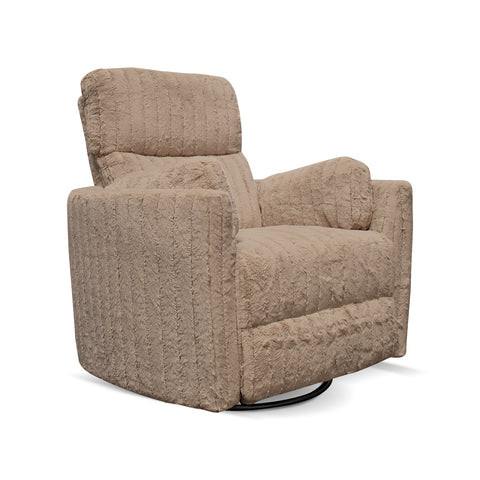 Sillón Reclinable Mecedora Giratorio Eléctrico de Tela Ashford - Safarí Café