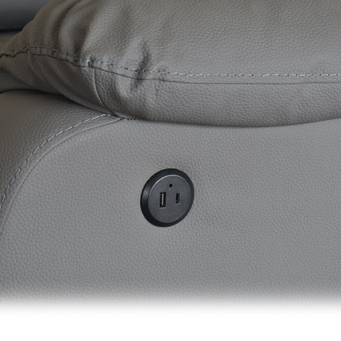 Sillón Reclinable Assli con Elevador - Tacto Piel Gris