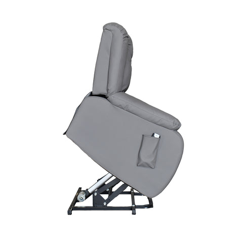 Sillón Reclinable Assli con Elevador - Tacto Piel Gris