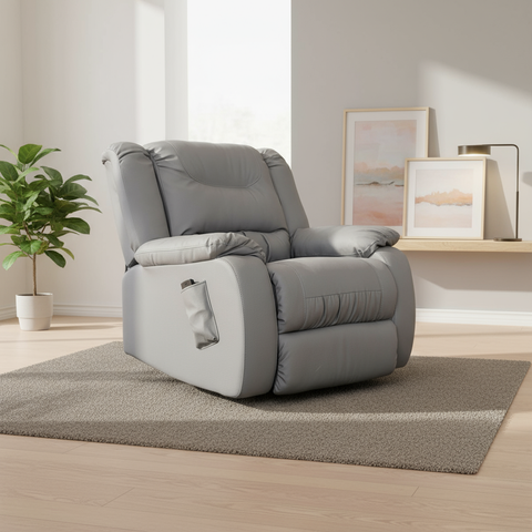 Sillón Reclinable Assli con Elevador - Tacto Piel Gris