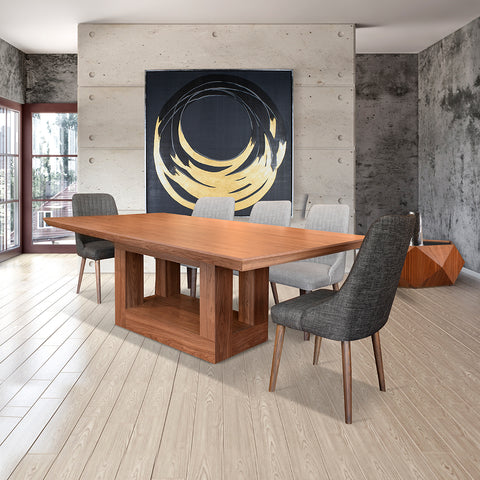 Comedor Bagdad Nogal 8 Sillas (6 Sparta Silver y 2 Sparta Smoke)