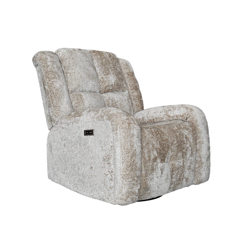 Sillón Reclinable Eléctrico Mecedora Giratorio Báltico - Tela Acolchada Canele Gris Claro