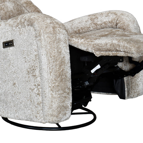 Sillón Reclinable Eléctrico Mecedora Giratorio Báltico - Tela Acolchada Café
