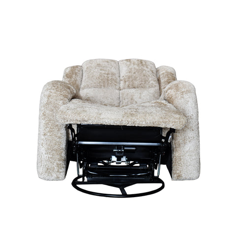 Sillón Reclinable Eléctrico Mecedora Giratorio Báltico - Tela Acolchada Canele Gris Claro