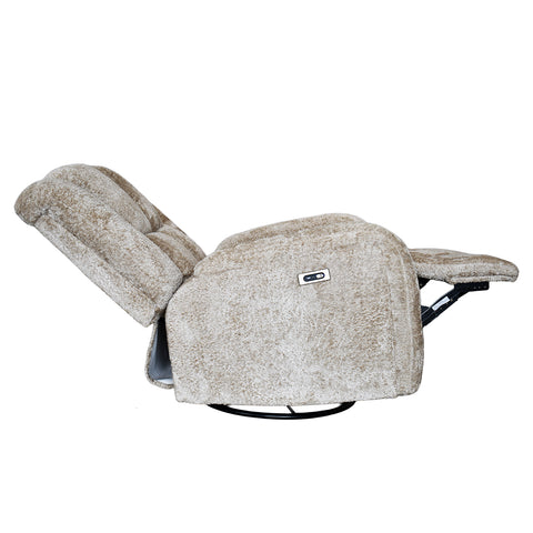 Sillón Reclinable Eléctrico Mecedora Giratorio Báltico - Tela Acolchada Canele Gris Claro