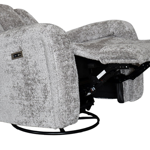 Sillón Reclinable Eléctrico Mecedora Giratorio Báltico - Tela Acolchada Café