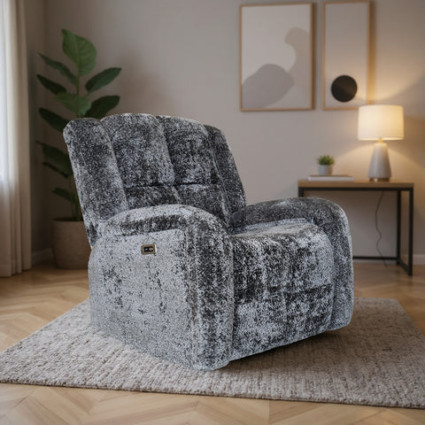 Sillón Reclinable Eléctrico Mecedora Giratorio Báltico - Tela Acolchada Café