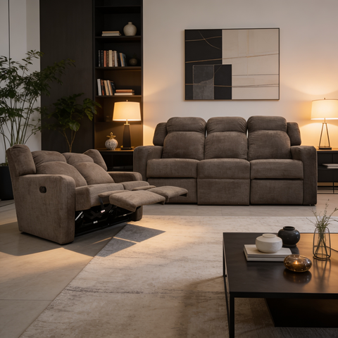 Sala Reclinable Bari - Sofá y Love Seat - Broni Gris