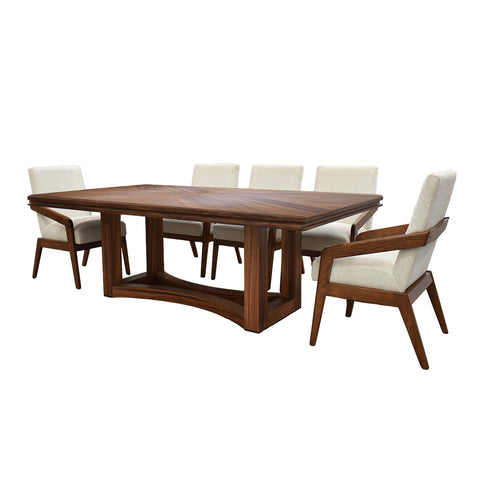 Comedor Brioni 8 Sillas - 2 Beige - 6 Grises - Parota