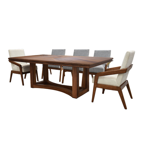 Comedor Brioni 8 Sillas - 2 Beige - 6 Grises - Parota