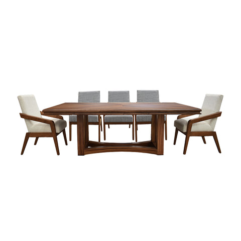 Comedor Brioni 8 Sillas - 2 Beige - 6 Grises - Parota