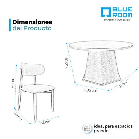 Comedor Burdeos 6 personas - Chapa Nogal